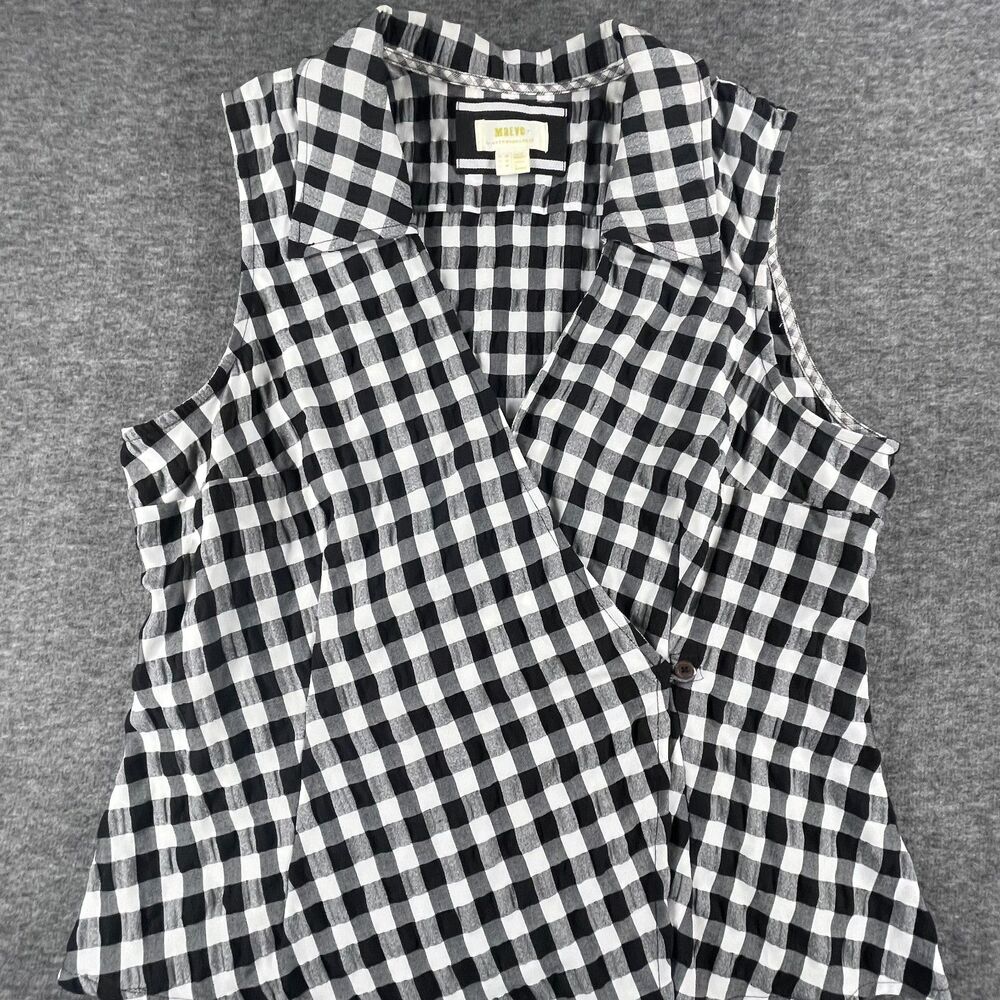 Maeve Anthropologie Gingham Wrap Sleeveless Top 16 Black White Blouse Summer - Picture 3 of 13
